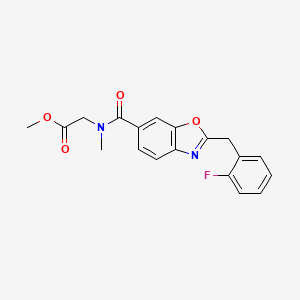 molecular formula C19H17FN2O4 B4896986 methyl N-{[2-(2-fluorobenzyl)-1,3-benzoxazol-6-yl]carbonyl}-N-methylglycinate 