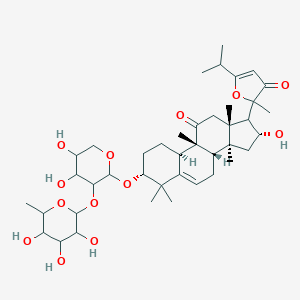 molecular formula C₄₁H₆₂O₁₃ B048970 (2R)-2-[(3R,8S,9R,10R,13R,14S,16R,17R)-3-[(2S,3R,4S,5R)-4,5-dihydroxy-3-[(2S,3R,4R,5R,6S)-3,4,5-trihydroxy-6-methyloxan-2-yl]oxyoxan-2-yl]oxy-16-hydroxy-4,4,9,13,14-pentamethyl-11-oxo-1,2,3,7,8,10,12,15,16,17-decahydrocyclopenta[a]phenanthren-17-yl]-2-methyl-5-propan-2-ylfuran-3-one CAS No. 97230-47-2