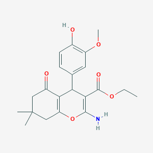 molecular formula C21H25NO6 B4897007 ethyl 2-amino-4-(4-hydroxy-3-methoxyphenyl)-7,7-dimethyl-5-oxo-5,6,7,8-tetrahydro-4H-chromene-3-carboxylate 