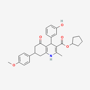 molecular formula C29H31NO5 B4897371 cyclopentyl 4-(3-hydroxyphenyl)-7-(4-methoxyphenyl)-2-methyl-5-oxo-1,4,5,6,7,8-hexahydroquinoline-3-carboxylate 