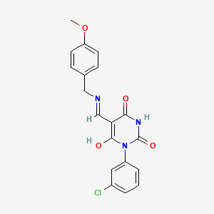 molecular formula C19H16ClN3O4 B4897650 1-(3-Chlorophenyl)-6-hydroxy-5-[(4-methoxyphenyl)methyliminomethyl]pyrimidine-2,4-dione 