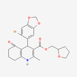 molecular formula C23H24BrNO6 B4897688 Tetrahydrofuran-2-ylmethyl 4-(6-bromo-1,3-benzodioxol-5-yl)-2-methyl-5-oxo-1,4,5,6,7,8-hexahydroquinoline-3-carboxylate 