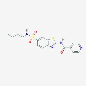molecular formula C17H18N4O3S2 B489790 N-[6-(butylsulfamoyl)-1,3-benzothiazol-2-yl]pyridine-4-carboxamide CAS No. 691867-37-5