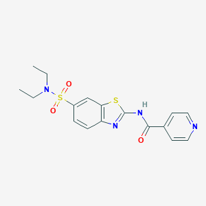 molecular formula C17H18N4O3S2 B489792 N-[6-(diethylsulfamoyl)-1,3-benzothiazol-2-yl]pyridine-4-carboxamide CAS No. 691867-36-4