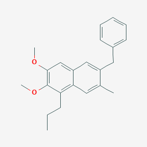 molecular formula C23H26O2 B048980 6-Benzyl-2,3-dimethoxy-7-methyl-1-propylnaphthalene CAS No. 213971-42-7