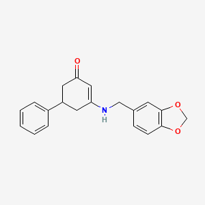 molecular formula C20H19NO3 B4898007 3-[(1,3-Benzodioxol-5-ylmethyl)amino]-5-phenylcyclohex-2-en-1-one 