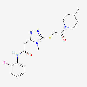 molecular formula C19H24FN5O2S B4898129 N-(2-fluorophenyl)-2-(4-methyl-5-{[2-(4-methyl-1-piperidinyl)-2-oxoethyl]thio}-4H-1,2,4-triazol-3-yl)acetamide 