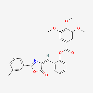 molecular formula C27H23NO7 B4898699 [2-[(E)-[2-(3-methylphenyl)-5-oxo-1,3-oxazol-4-ylidene]methyl]phenyl] 3,4,5-trimethoxybenzoate 
