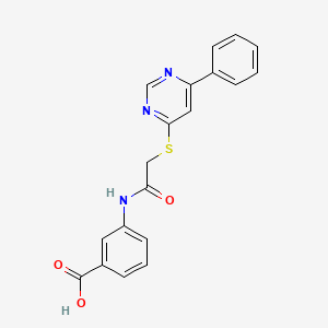 molecular formula C19H15N3O3S B4898778 3-[[2-(6-Phenylpyrimidin-4-yl)sulfanylacetyl]amino]benzoic acid 