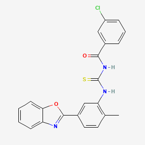 molecular formula C22H16ClN3O2S B4898954 N-{[5-(1,3-benzoxazol-2-yl)-2-methylphenyl]carbamothioyl}-3-chlorobenzamide 