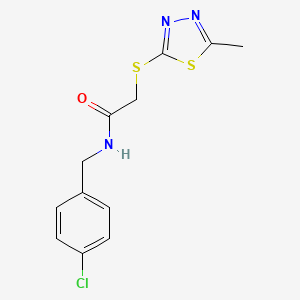 molecular formula C12H12ClN3OS2 B4899303 N-(4-chlorobenzyl)-2-[(5-methyl-1,3,4-thiadiazol-2-yl)sulfanyl]acetamide 