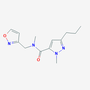 molecular formula C13H18N4O2 B4899423 N-(3-isoxazolylmethyl)-N,1-dimethyl-3-propyl-1H-pyrazole-5-carboxamide 