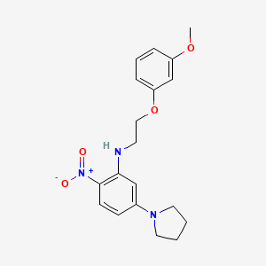 molecular formula C19H23N3O4 B4899429 N-[2-(3-methoxyphenoxy)ethyl]-2-nitro-5-(pyrrolidin-1-yl)aniline 