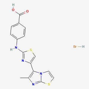 molecular formula C16H13BrN4O2S2 B4899753 4-[[4-(6-Methylimidazo[2,1-b][1,3]thiazol-5-yl)-1,3-thiazol-2-yl]amino]benzoic acid;hydrobromide 