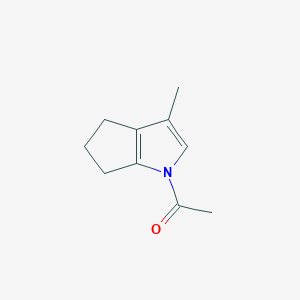 molecular formula C10H13NO B049001 Cyclopenta[b]pyrrole, 1-acetyl-1,4,5,6-tetrahydro-3-methyl-(9CI) CAS No. 118718-53-9