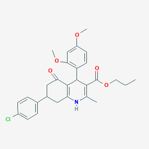 molecular formula C28H30ClNO5 B4900280 Propyl 7-(4-chlorophenyl)-4-(2,4-dimethoxyphenyl)-2-methyl-5-oxo-1,4,5,6,7,8-hexahydroquinoline-3-carboxylate 