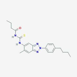 molecular formula C22H27N5OS B490079 N-[[2-(4-butylphenyl)-6-methylbenzotriazol-5-yl]carbamothioyl]butanamide CAS No. 639043-23-5