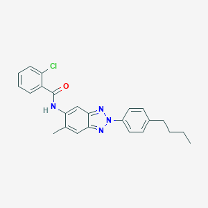 molecular formula C24H23ClN4O B490085 N-[2-(4-butylphenyl)-6-methylbenzotriazol-5-yl]-2-chlorobenzamide CAS No. 639041-50-2