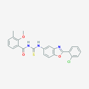 molecular formula C23H18ClN3O3S B490090 N-[[2-(2-chlorophenyl)-1,3-benzoxazol-5-yl]carbamothioyl]-2-methoxy-3-methylbenzamide CAS No. 637303-56-1