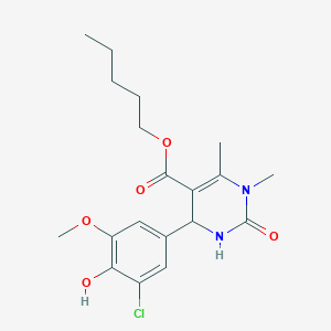 molecular formula C19H25ClN2O5 B4903058 Pentyl 4-(3-chloro-4-hydroxy-5-methoxyphenyl)-1,6-dimethyl-2-oxo-1,2,3,4-tetrahydropyrimidine-5-carboxylate 