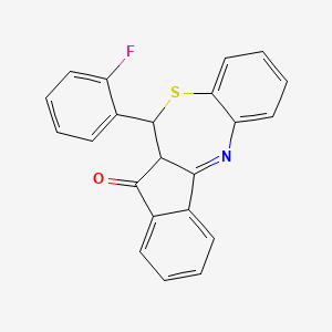 molecular formula C22H14FNOS B4903215 6-(2-fluorophenyl)-5a,6-dihydro-5H-benzo[b]indeno[1,2-e][1,4]thiazepin-5-one 