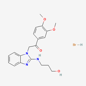 molecular formula C20H24BrN3O4 B4903377 1-(3,4-dimethoxyphenyl)-2-{2-[(3-hydroxypropyl)amino]-1H-benzimidazol-1-yl}ethanone hydrobromide 