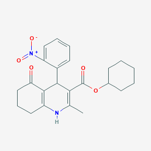 molecular formula C23H26N2O5 B4903851 Cyclohexyl 2-methyl-4-(2-nitrophenyl)-5-oxo-1,4,5,6,7,8-hexahydroquinoline-3-carboxylate 