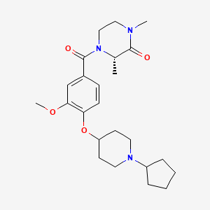 molecular formula C24H35N3O4 B4904218 (3S*)-4-{4-[(1-cyclopentyl-4-piperidinyl)oxy]-3-methoxybenzoyl}-1,3-dimethyl-2-piperazinone 