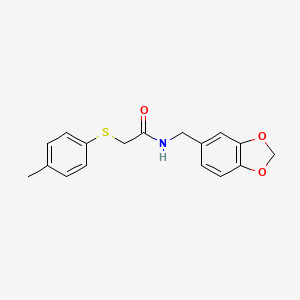 molecular formula C17H17NO3S B4904359 N-[(2H-1,3-benzodioxol-5-yl)methyl]-2-[(4-methylphenyl)sulfanyl]acetamide 