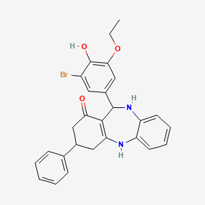 molecular formula C27H25BrN2O3 B4904468 11-(3-bromo-5-ethoxy-4-hydroxyphenyl)-3-phenyl-2,3,4,5,10,11-hexahydro-1H-dibenzo[b,e][1,4]diazepin-1-one 