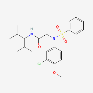 molecular formula C22H29ClN2O4S B4904869 N~2~-(3-chloro-4-methoxyphenyl)-N~1~-(1-isopropyl-2-methylpropyl)-N~2~-(phenylsulfonyl)glycinamide 