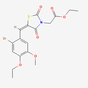 molecular formula C17H18BrNO6S B4905243 ethyl 2-[(5E)-5-[(2-bromo-4-ethoxy-5-methoxyphenyl)methylidene]-2,4-dioxo-1,3-thiazolidin-3-yl]acetate 