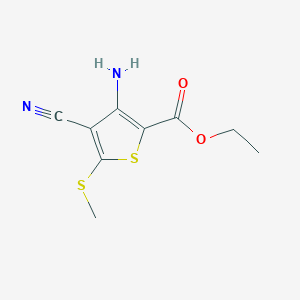 molecular formula C9H10N2O2S2 B049053 Ethyl 3-amino-4-cyano-5-(methylthio)thiophene-2-carboxylate CAS No. 116170-90-2