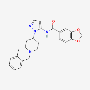 molecular formula C24H26N4O3 B4905342 N-{1-[1-(2-methylbenzyl)-4-piperidinyl]-1H-pyrazol-5-yl}-1,3-benzodioxole-5-carboxamide 