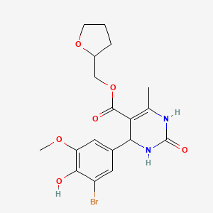 molecular formula C18H21BrN2O6 B4905350 Tetrahydrofuran-2-ylmethyl 4-(3-bromo-4-hydroxy-5-methoxyphenyl)-6-methyl-2-oxo-1,2,3,4-tetrahydropyrimidine-5-carboxylate 