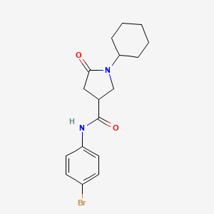 molecular formula C17H21BrN2O2 B4905463 N-(4-bromophenyl)-1-cyclohexyl-5-oxo-3-pyrrolidinecarboxamide 