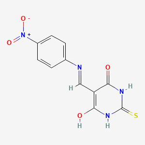 molecular formula C11H8N4O4S B4905541 5-{[(4-NITROPHENYL)AMINO]METHYLIDENE}-2-SULFANYLIDENE-1,3-DIAZINANE-4,6-DIONE 
