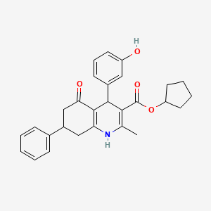 molecular formula C28H29NO4 B4905660 Cyclopentyl 4-(3-hydroxyphenyl)-2-methyl-5-oxo-7-phenyl-1,4,5,6,7,8-hexahydroquinoline-3-carboxylate 