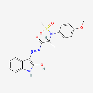 molecular formula C19H20N4O5S B4905728 N-(4-methoxyphenyl)-N-{1-oxo-1-[(2Z)-2-(2-oxo-1,2-dihydro-3H-indol-3-ylidene)hydrazinyl]propan-2-yl}methanesulfonamide (non-preferred name) 