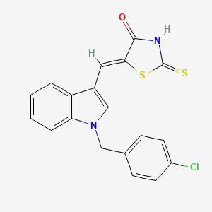 molecular formula C19H13ClN2OS2 B4905741 (5Z)-5-[[1-[(4-chlorophenyl)methyl]indol-3-yl]methylidene]-2-sulfanylidene-1,3-thiazolidin-4-one 