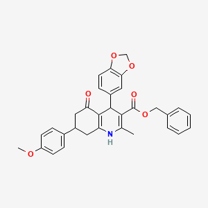 molecular formula C32H29NO6 B4905747 Benzyl 4-(1,3-benzodioxol-5-yl)-7-(4-methoxyphenyl)-2-methyl-5-oxo-1,4,5,6,7,8-hexahydroquinoline-3-carboxylate 