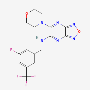 molecular formula C16H14F4N6O2 B4905787 N-[[3-fluoro-5-(trifluoromethyl)phenyl]methyl]-5-morpholin-4-yl-[1,2,5]oxadiazolo[3,4-b]pyrazin-6-amine 