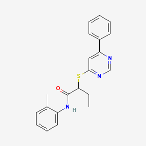 molecular formula C21H21N3OS B4905852 N-(2-methylphenyl)-2-(6-phenylpyrimidin-4-yl)sulfanylbutanamide 