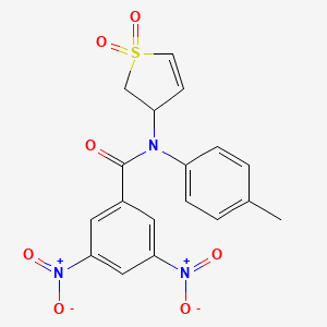 B4905993 N-(1,1-dioxido-2,3-dihydro-3-thienyl)-N-(4-methylphenyl)-3,5-dinitrobenzamide CAS No. 5548-08-3