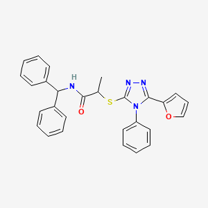 molecular formula C28H24N4O2S B4906143 N-(diphenylmethyl)-2-{[5-(furan-2-yl)-4-phenyl-4H-1,2,4-triazol-3-yl]sulfanyl}propanamide 