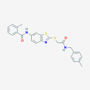 molecular formula C25H23N3O2S2 B490629 2-methyl-N-[2-({2-[(4-methylbenzyl)amino]-2-oxoethyl}sulfanyl)-1,3-benzothiazol-6-yl]benzamide CAS No. 530131-34-1