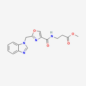 molecular formula C16H16N4O4 B4906470 Methyl 3-[[2-(benzimidazol-1-ylmethyl)-1,3-oxazole-4-carbonyl]amino]propanoate 