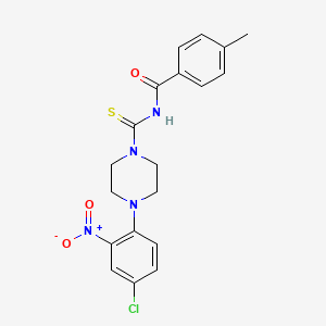 molecular formula C19H19ClN4O3S B4906643 N-{[4-(4-chloro-2-nitrophenyl)piperazin-1-yl]carbonothioyl}-4-methylbenzamide 