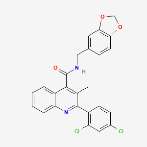 molecular formula C25H18Cl2N2O3 B4906721 N-(1,3-benzodioxol-5-ylmethyl)-2-(2,4-dichlorophenyl)-3-methylquinoline-4-carboxamide 