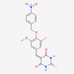 molecular formula C19H14IN3O6S B4906731 5-[[3-Iodo-5-methoxy-4-[(4-nitrophenyl)methoxy]phenyl]methylidene]-2-sulfanylidene-1,3-diazinane-4,6-dione 